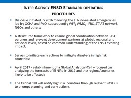 Inter Agency  ENSO Standard operating procedures