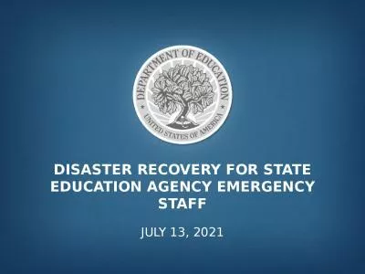 Disaster Recovery for State Education Agency Emergency Staff