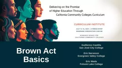 Brown Act Basics Guillermo Castilla