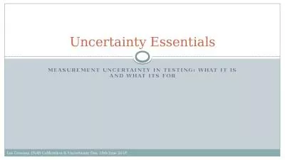 Measurement Uncertainty in Testing: What it is and what its for