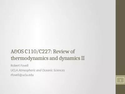 A&OS C110/C227: Review of thermodynamics and dynamics II