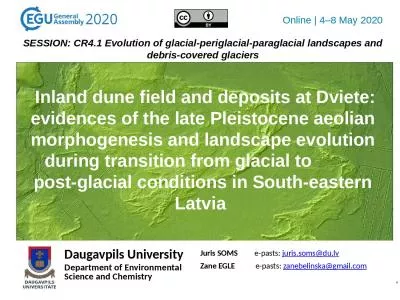 Inland dune field and deposits at Dviete: evidences of the late Pleistocene aeolian morphogenesis