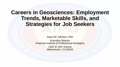 Careers in Geosciences: Employment Trends, Marketable Skills, and Strategies for Job Seekers