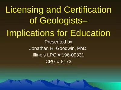 Licensing and Certification of Geologists–