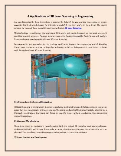 4 Applications of 3D Laser Scanning in Engineering