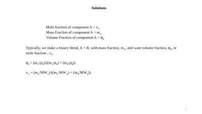 1 Mole fraction of component A =