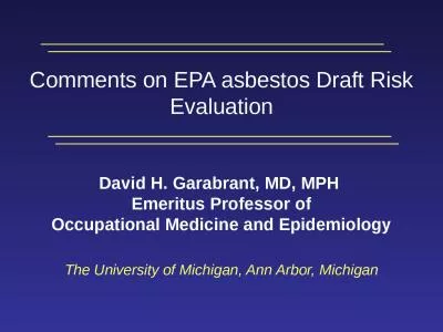 Comments on EPA asbestos Draft Risk Evaluation