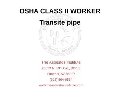 OSHA CLASS II WORKER Transite pipe