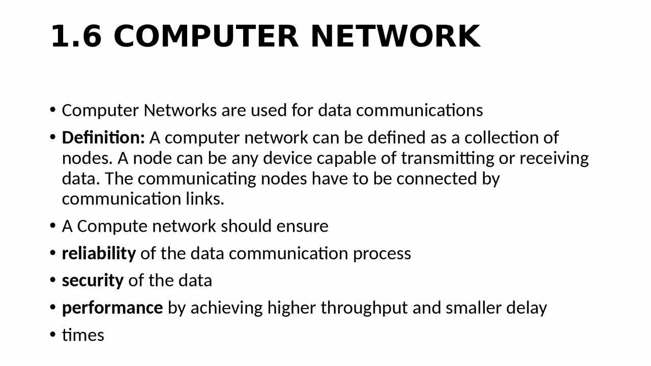1.6 COMPUTER NETWORK  Computer