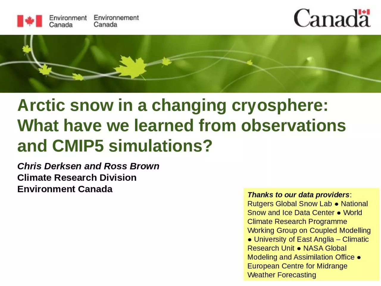 PPT-Arctic snow in a changing cryosphere: