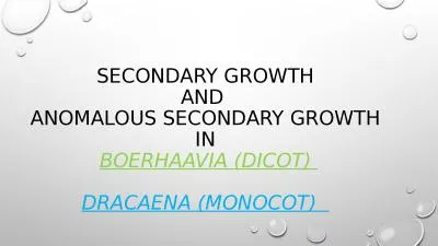 Secondary growth And   Anomalous secondary growth