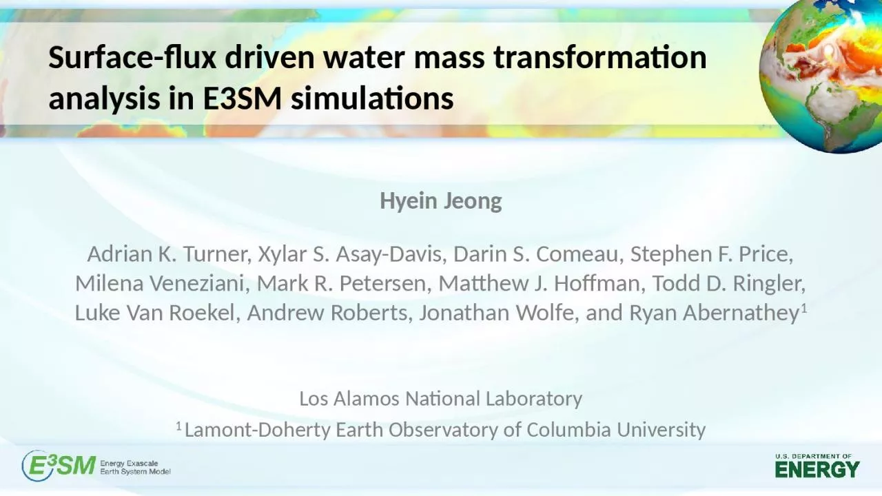 PPT-Surface-flux driven water mass transformation analysis in E3SM simulations