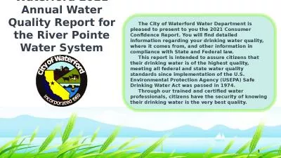 Waterford 2021 Annual Water Quality Report for the River Pointe Water System 5010042