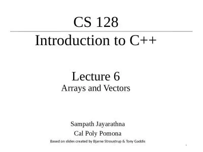 Lecture 6 Arrays and Vectors
