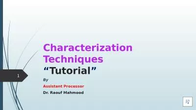 Characterization  Techniques