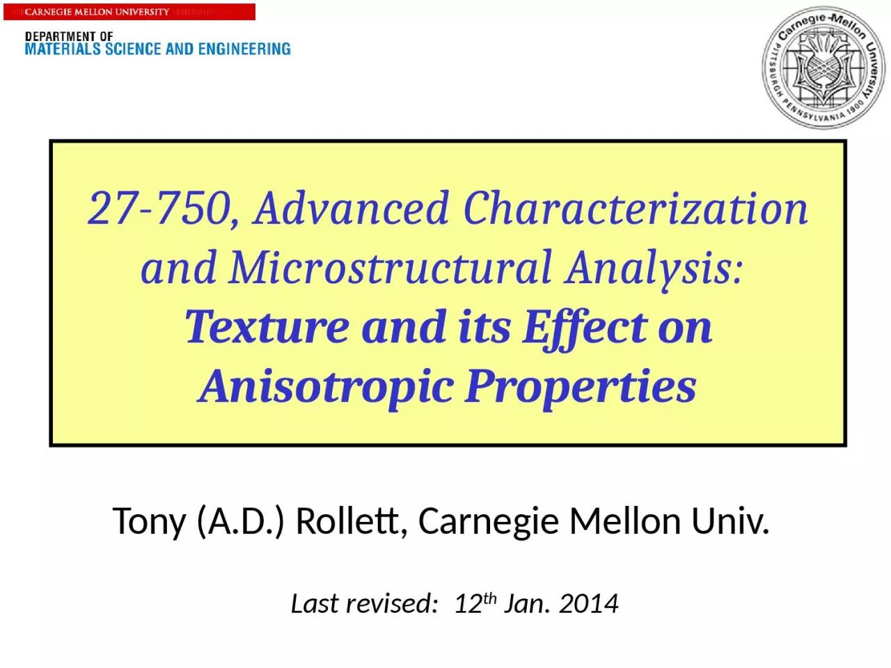 PPT-1 27-750, Advanced Characterization and Microstructural Analysis: