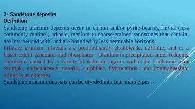 2- Sandstone deposits Definition