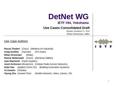 DetNet WG IETF #94, Yokohama