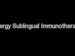 Allergy Sublingual Immunotherapy