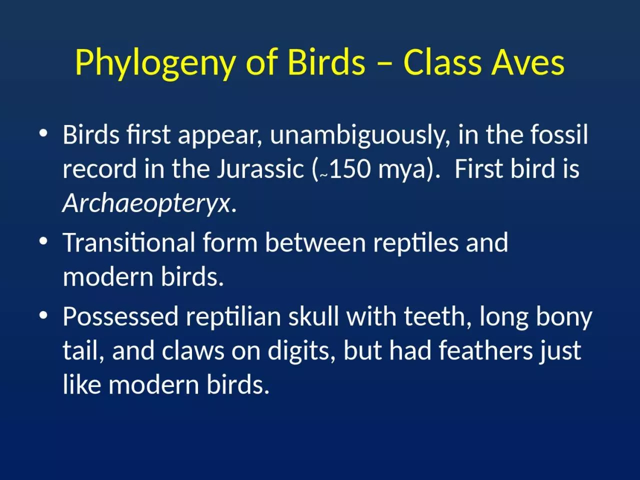 PPT-Phylogeny of Birds – Class Aves