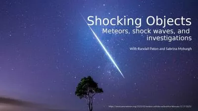 Shocking Objects Meteors, shock waves, and