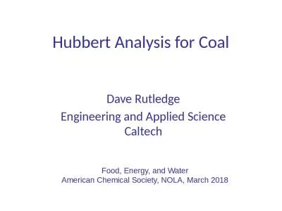 Hubbert Analysis for Coal