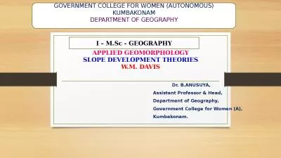 APPLIED GEOMORPHOLOGY SLOPE DEVELOPMENT THEORIES