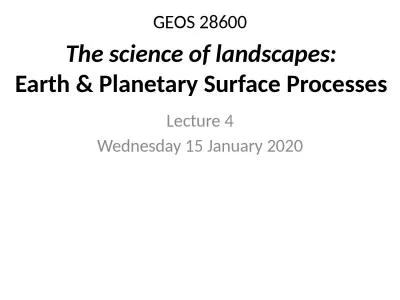 GEOS 28600 Lecture 4 Wednesday 15 January 2020