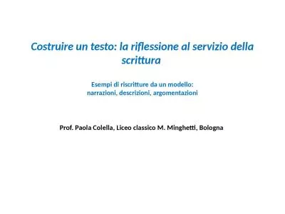 Costruire  un testo: la riflessione al servizio della scrittura