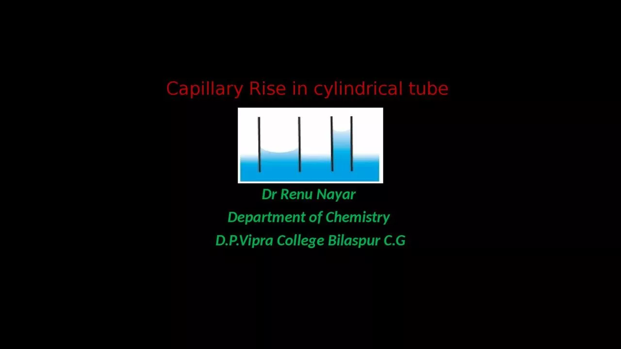 Capillary Rise in cylindrical tube