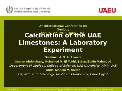 Calcination of the UAE  Limestones: