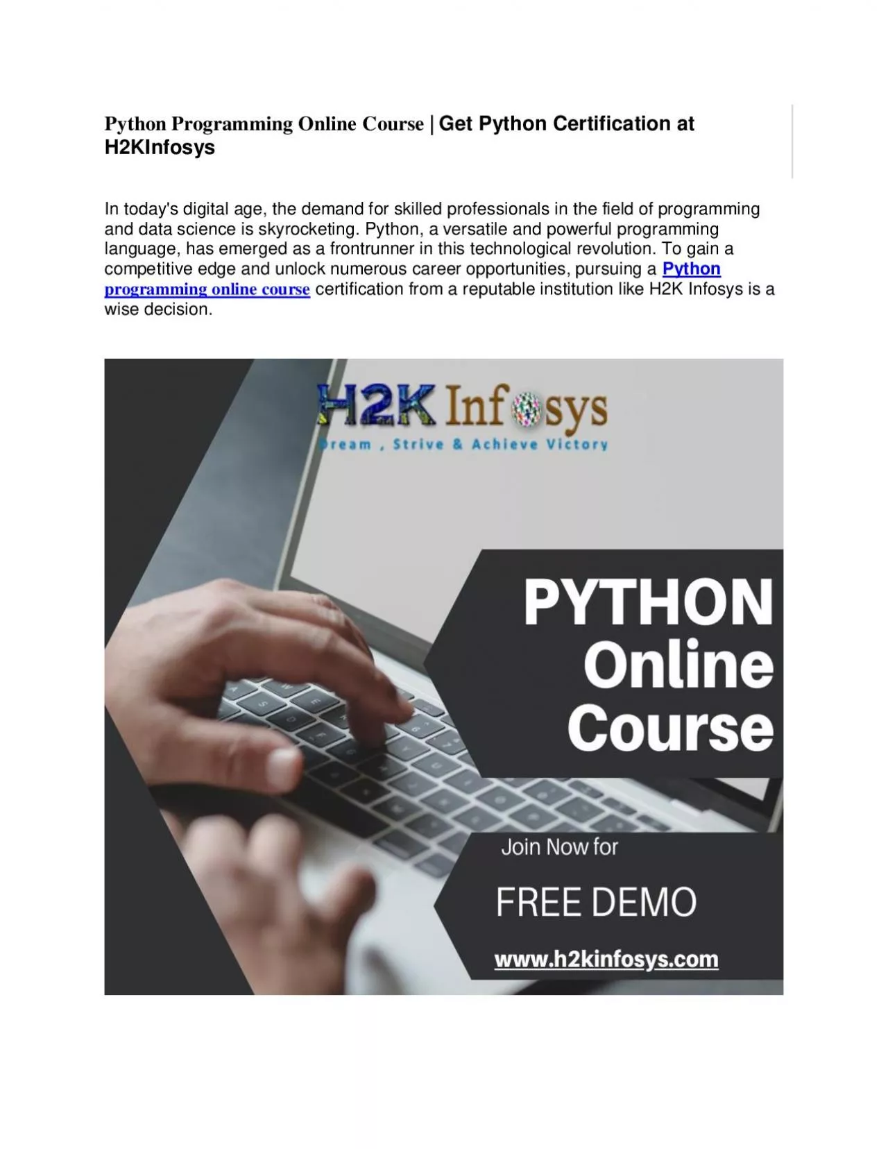 PDF-Python Programming Online Course | Get Python Certification at H2KInfosys