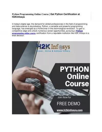 Python Programming Online Course | Get Python Certification at H2KInfosys