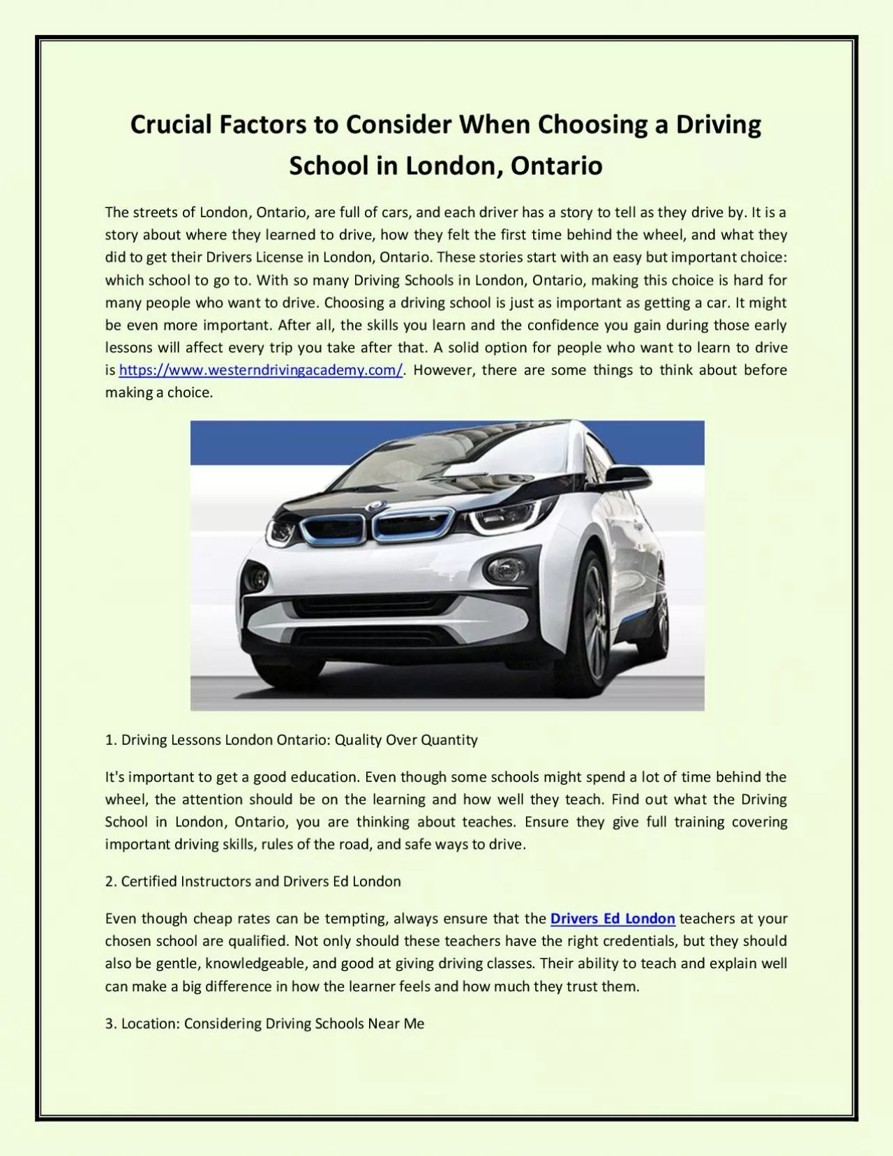 Crucial Factors to Consider When Choosing a Driving School in London, Ontario