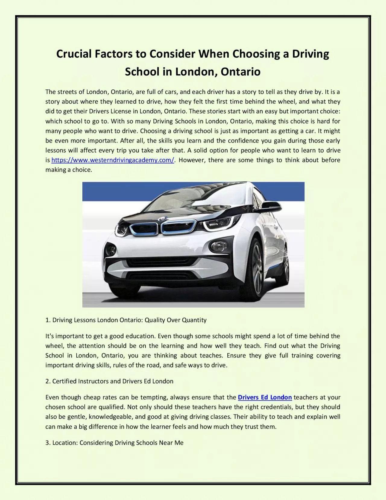 PDF-Crucial Factors to Consider When Choosing a Driving School in London, Ontario