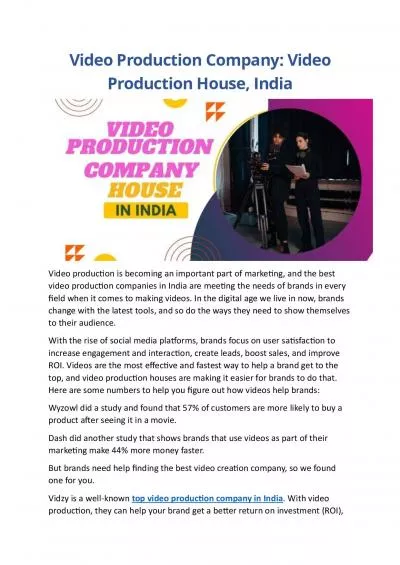 Video Production Company: Video Production House, India