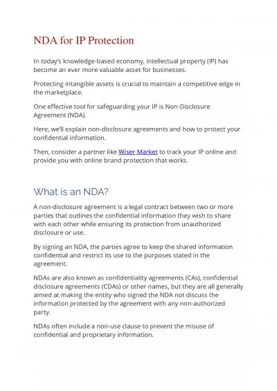 NDA for IP Protection