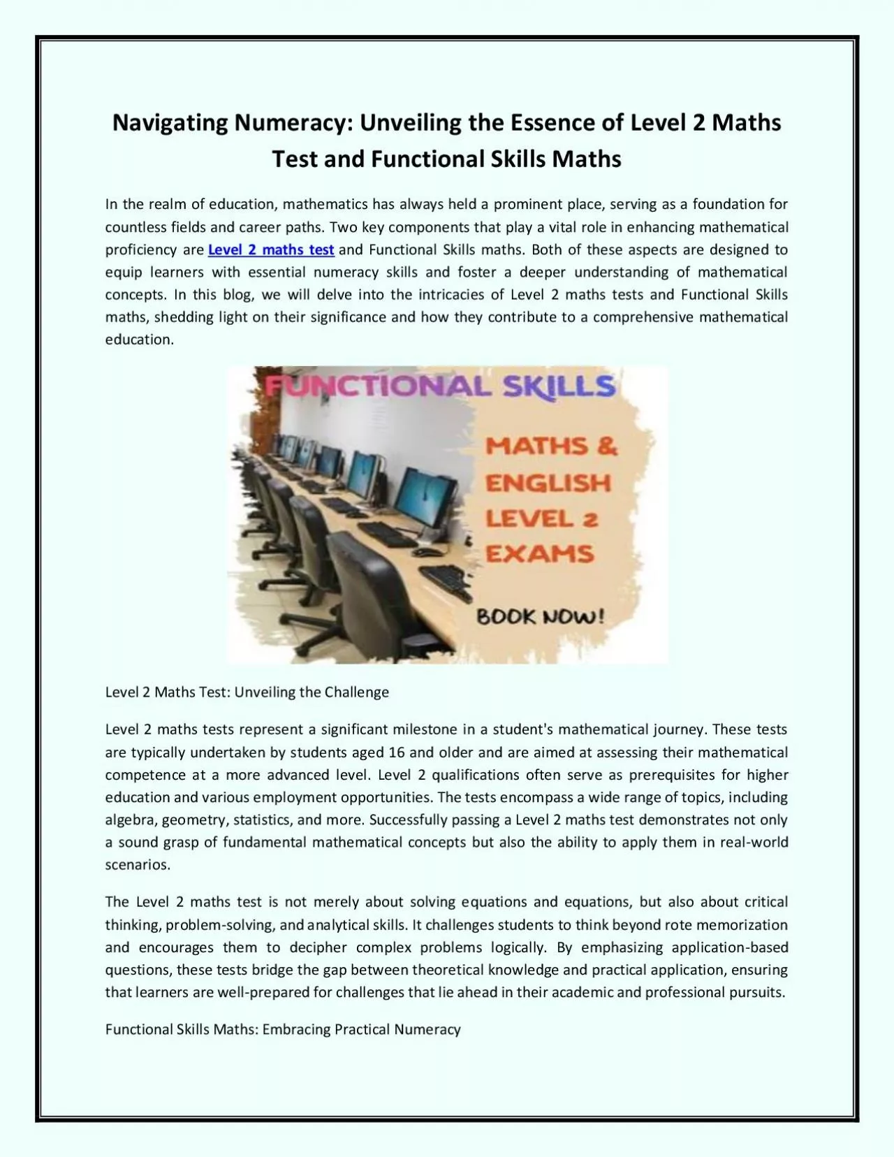 PDF-Navigating Numeracy: Unveiling the Essence of Level 2 Maths Test and Functional Skills