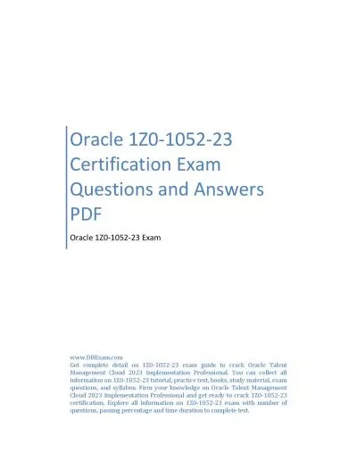 Oracle 1Z0-1052-23 Certification Exam Questions and Answers PDF