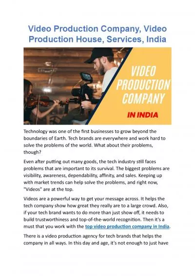 Video Production Company, Video Production House, Services, India