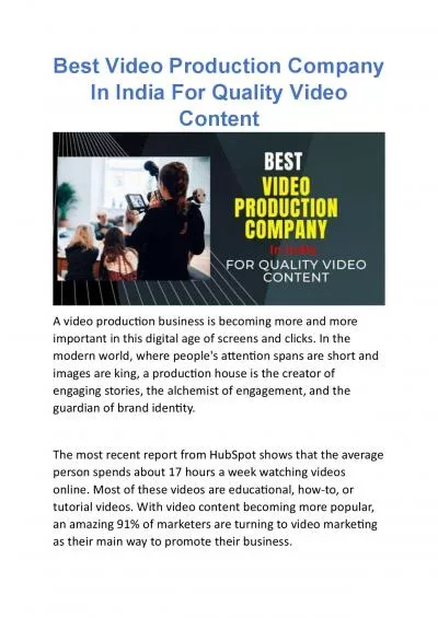 Best Video Production Company In India For Quality Video Content