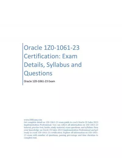 Oracle 1Z0-1061-23 Certification: Exam Details, Syllabus and Questions