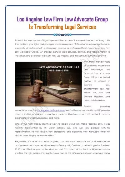Los Angeles Law Firm Law Advocate Group