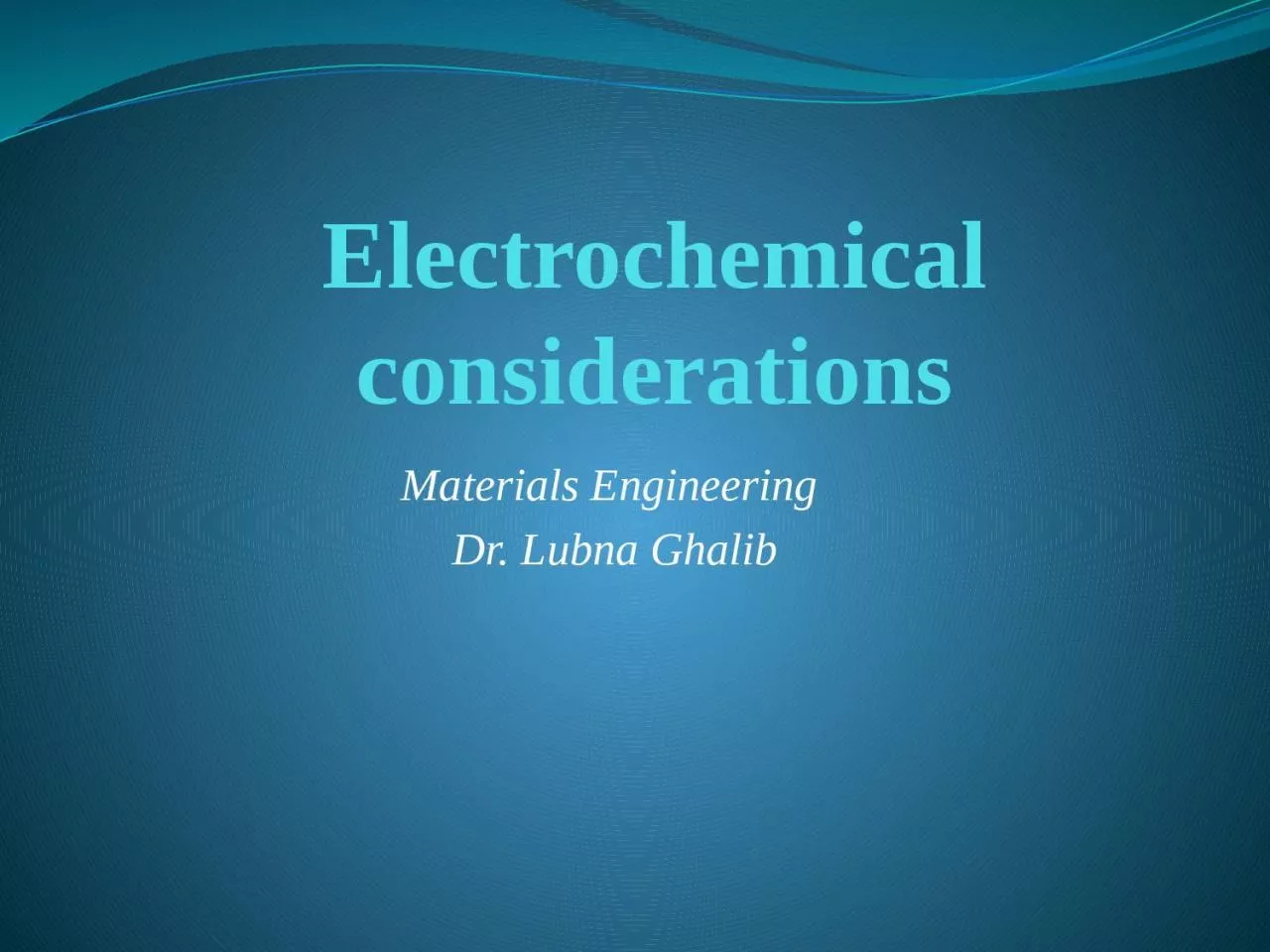 PPT-Electrochemical considerations