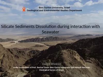 Silicate Sediments  Dissolution during interaction with Seawater