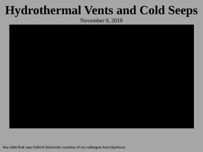 Hydrothermal Vents and Cold Seeps