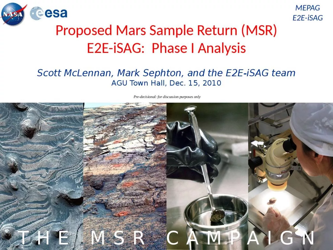 PPT-THE MSR CAMPAIGN Proposed Mars