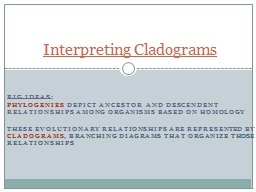 PPT-Big Ideas : Phylogenies