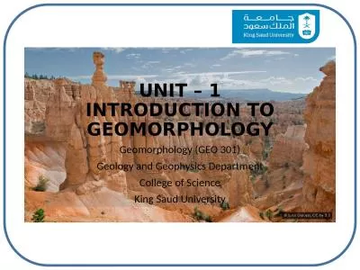 UNIT – 1 INTRODUCTION TO GEOMORPHOLOGY