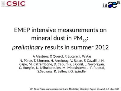 EMEP intensive measurements on mineral dust in PM